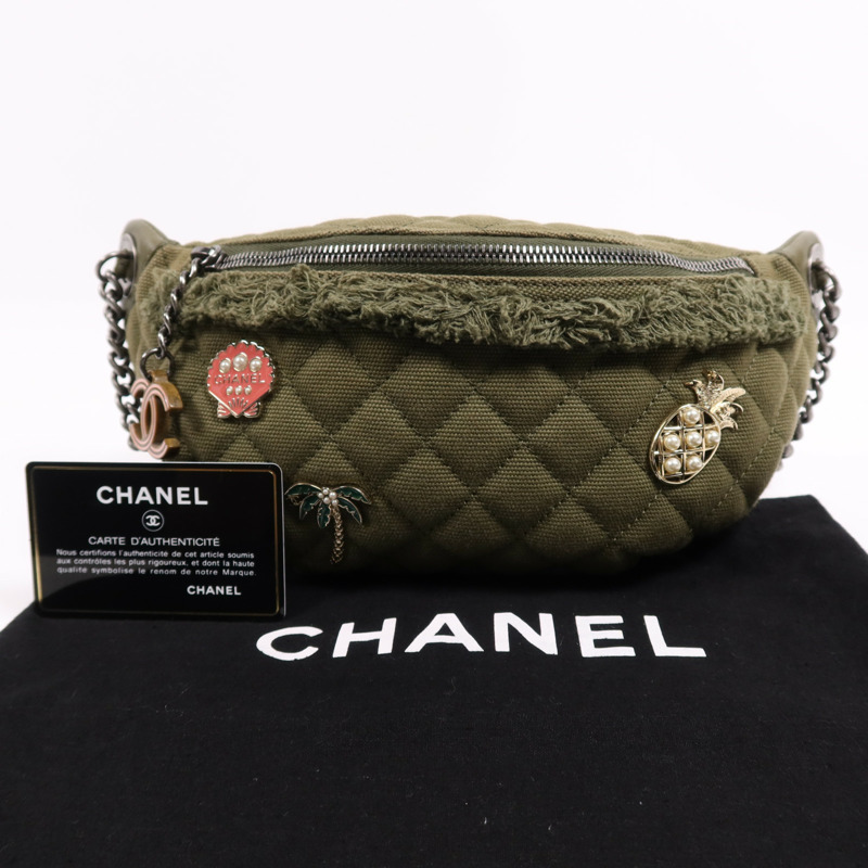 CHANEL 帆布Waist銀扣腰包-7