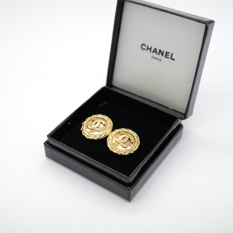 Chanel 香奈兒 Coco Mark 經典 CC 合金鍍金 復古耳夾-0