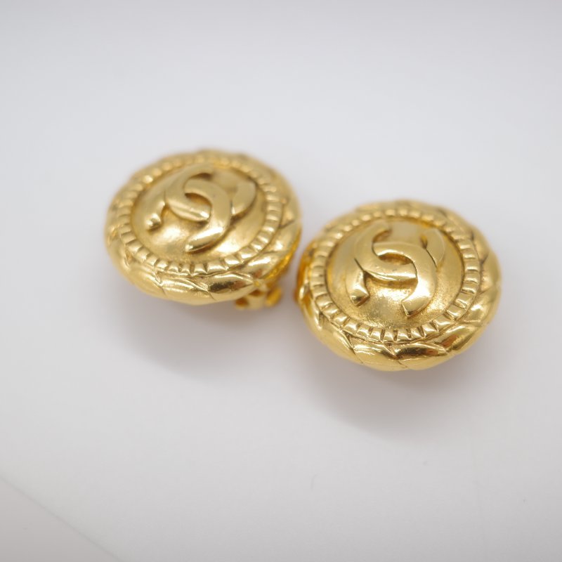 Chanel 香奈兒 Coco Mark 經典 CC 合金鍍金 復古耳夾-2