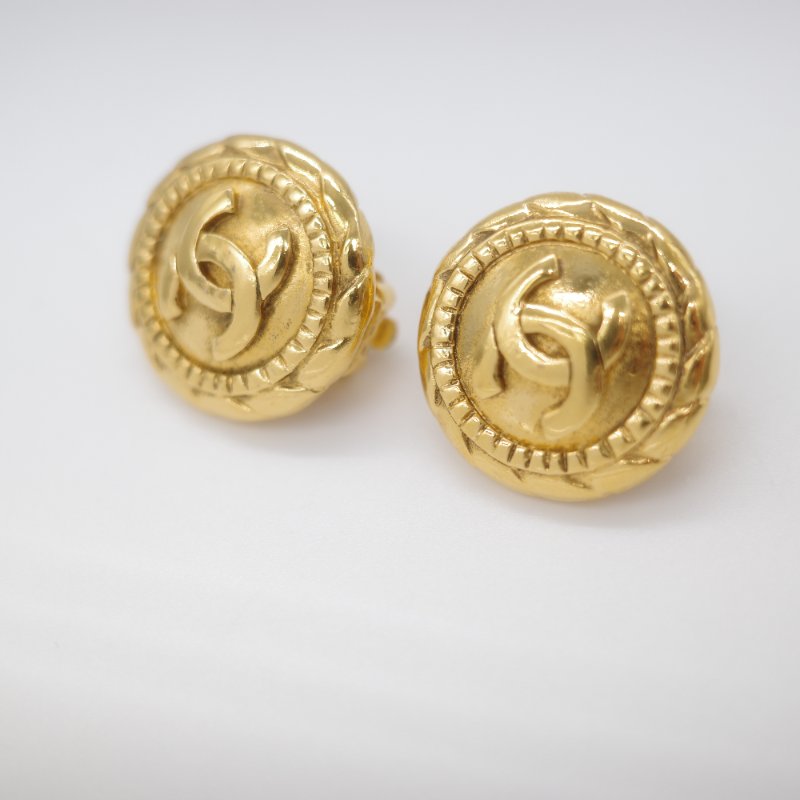 Chanel 香奈兒 Coco Mark 經典 CC 合金鍍金 復古耳夾-3