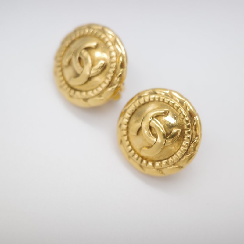 Chanel 香奈兒 Coco Mark 經典 CC 合金鍍金 復古耳夾-4