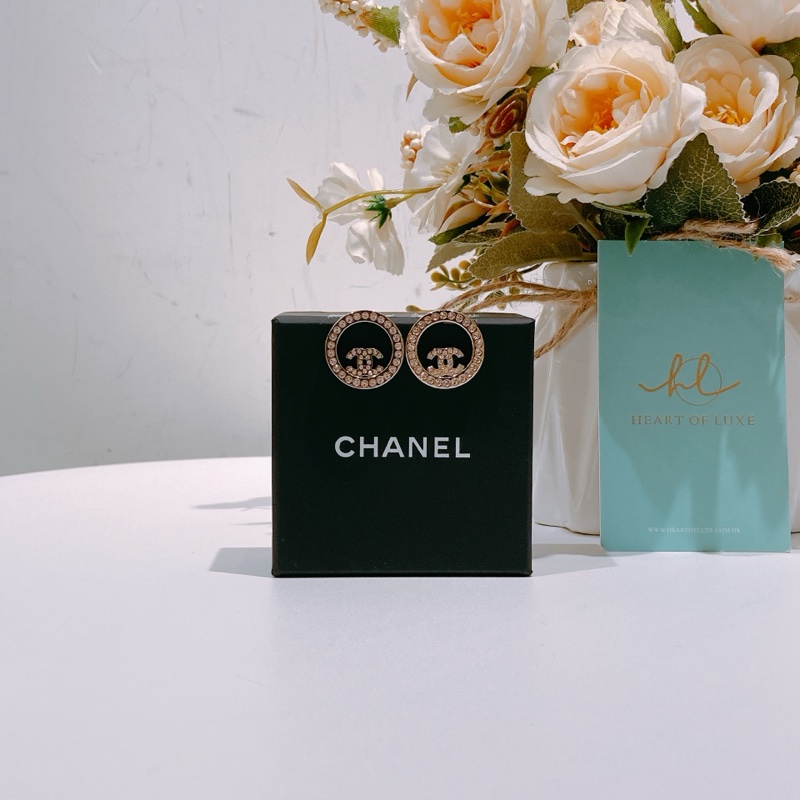 TW4534 CHANEL 香奈兒圓形邊CC字耳環CIRCLE CC LOGO EARRINGS-0