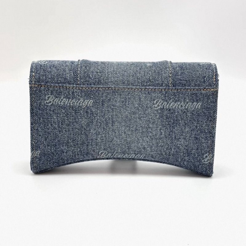 BALENCIAGA牛仔藍銀扣肩背斜背沙漏包20*12*5.5 98新配件塵袋-3