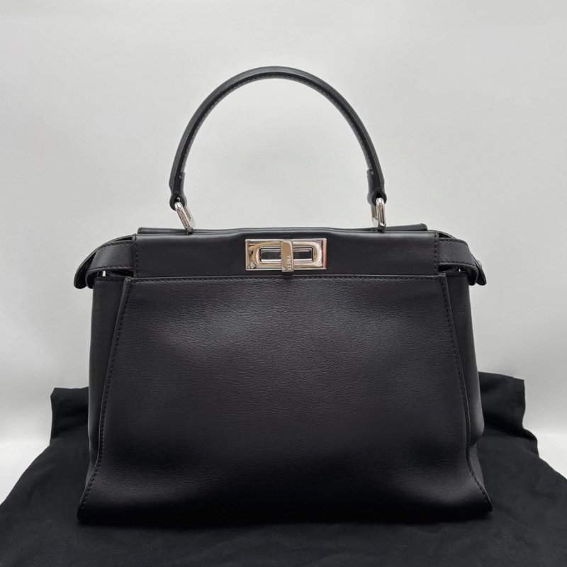 FENDI 黑銀Peekaboo手提肩背斜背包34*24*12 98新配件塵袋-1