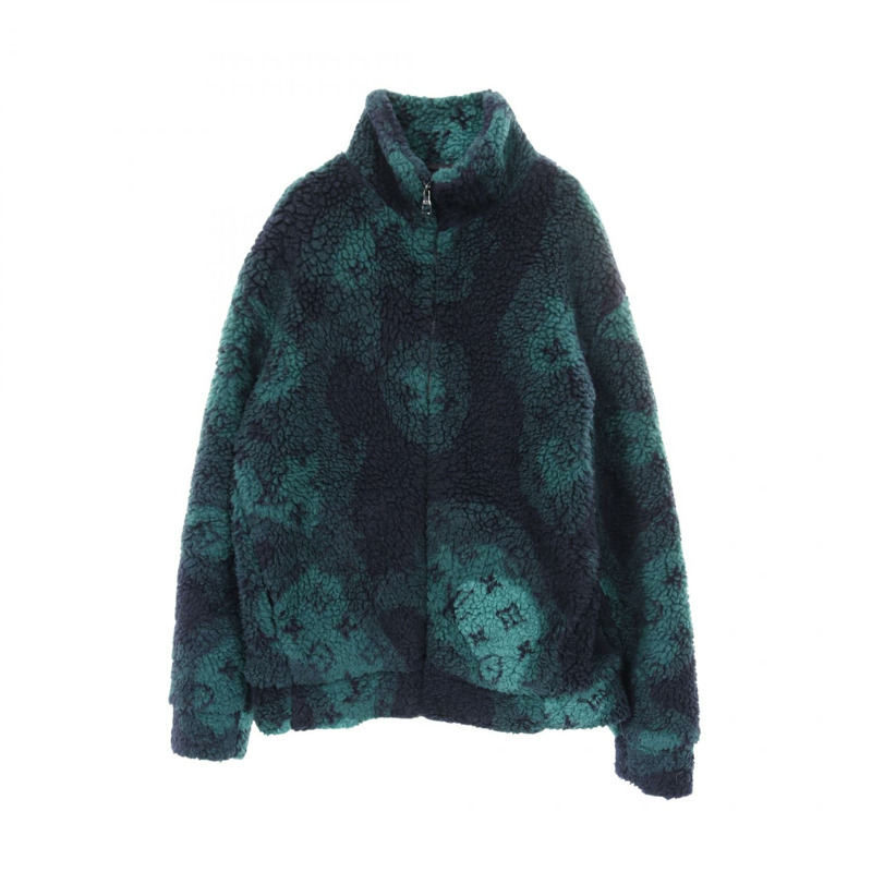 路易威登 Monogram 提花外套 HOY15W 羊毛聚酯纖維 綠色 海軍藍 二手 男款-0