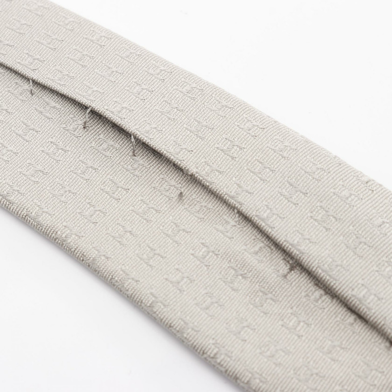 愛馬仕 H 字形領帶，灰色真絲，男士二手。-5