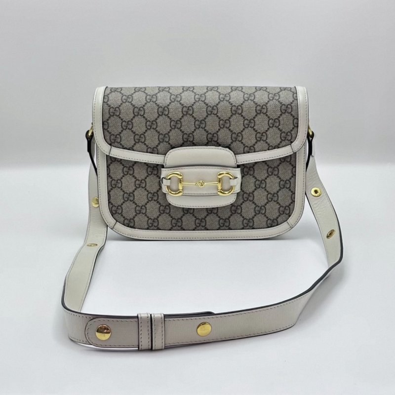 GUCCI 老花中號1955馬鞍包肩背斜背包 25.5*18*6.5 98新配件塵袋-0