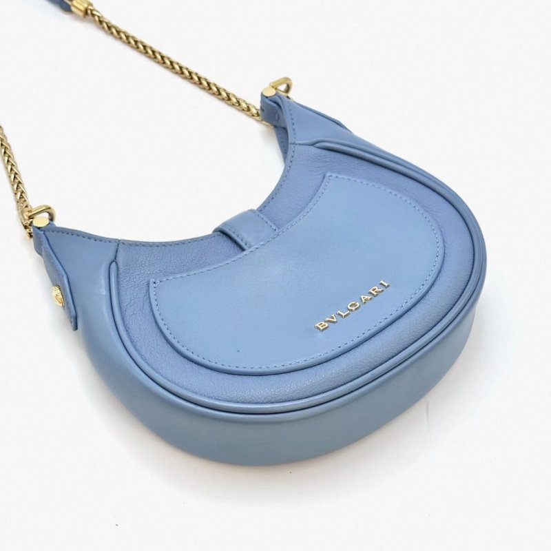 BVLGARI Ellipse系列藍金蛇頭肩背斜背包19*12 98新配件雨衣保卡塵袋-1