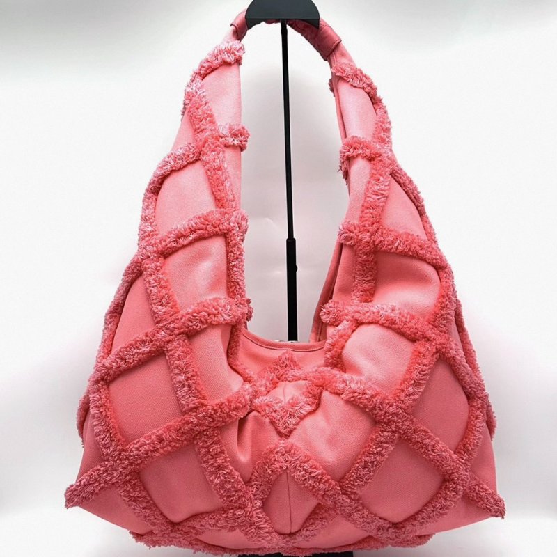 CHANEL 珊瑚粉金扣帆布流蘇hobo子母肩背腋下包37*47*14 99新配件塵袋-4