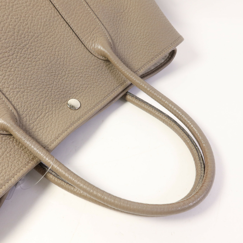 HERMES 【激減優惠】Country皮革Garden Party PM銀扣手挽袋Gris Asphalt-4