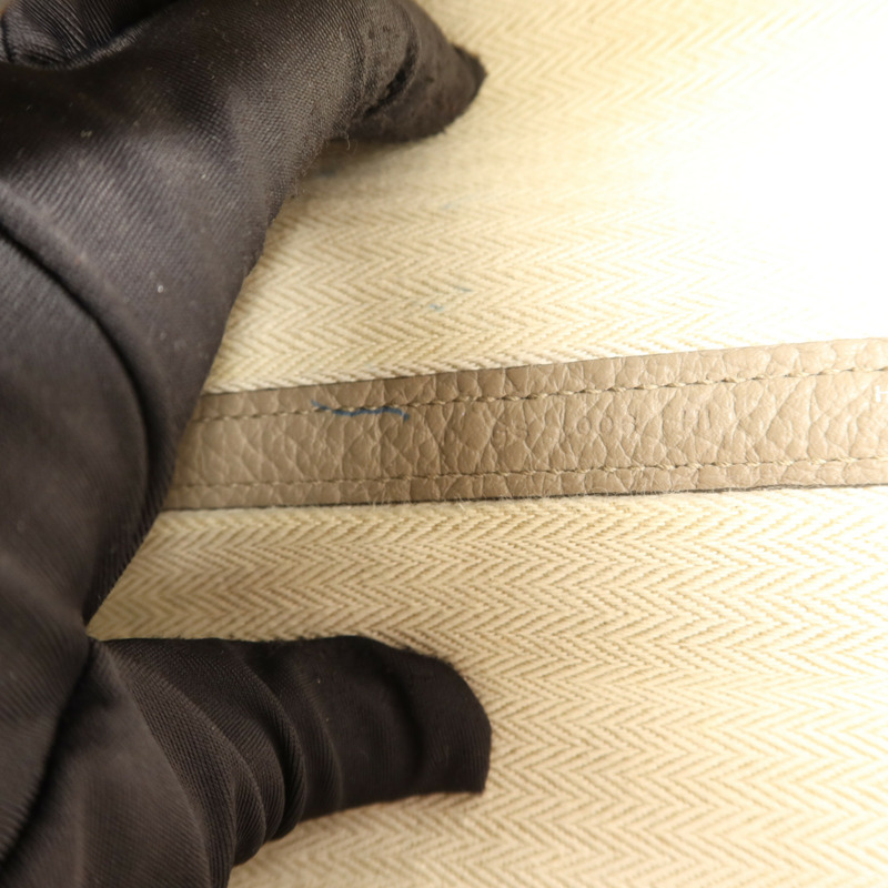 HERMES 【激減優惠】Country皮革Garden Party PM銀扣手挽袋Gris Asphalt-7