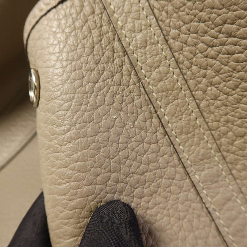 HERMES 【激減優惠】Country皮革Garden Party PM銀扣手挽袋Gris Asphalt-14