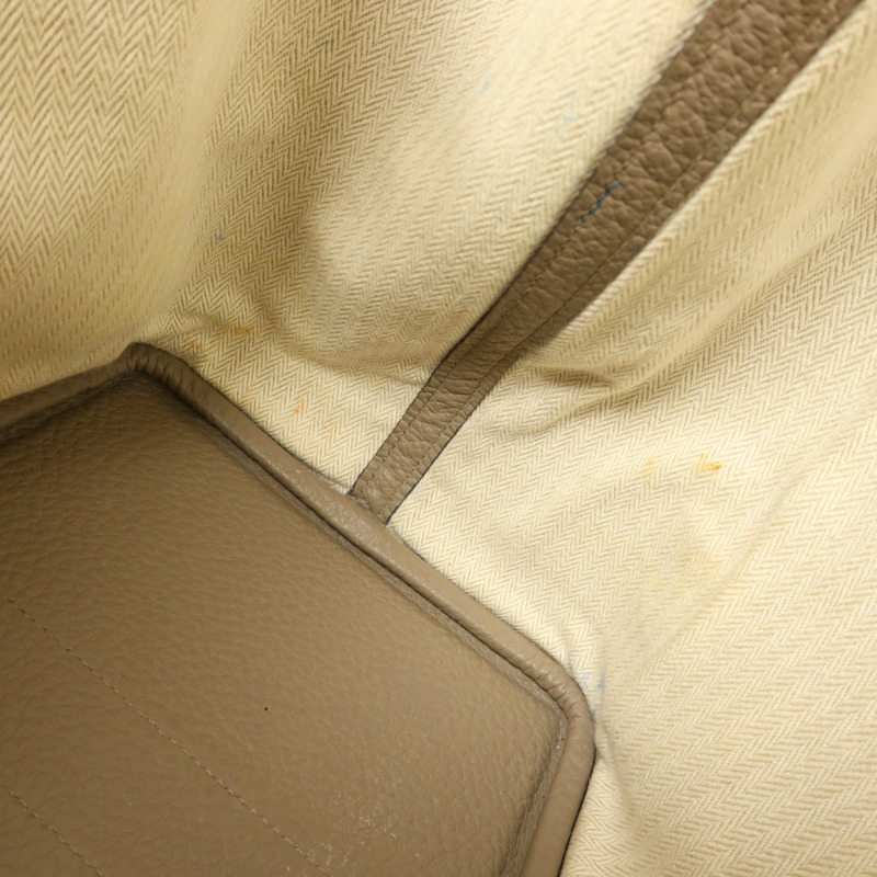 HERMES 【激減優惠】Country皮革Garden Party PM銀扣手挽袋Gris Asphalt-17