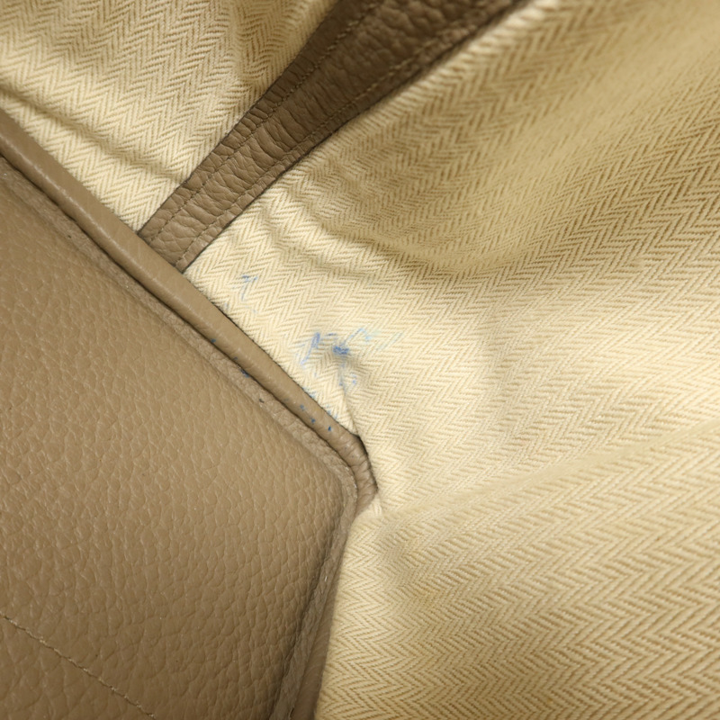 HERMES 【激減優惠】Country皮革Garden Party PM銀扣手挽袋Gris Asphalt-19