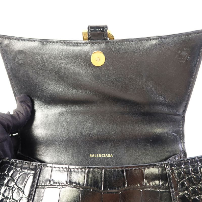 BALENCIAGA 牛皮皮革Hourglass金扣手挽肩背兩用袋-6