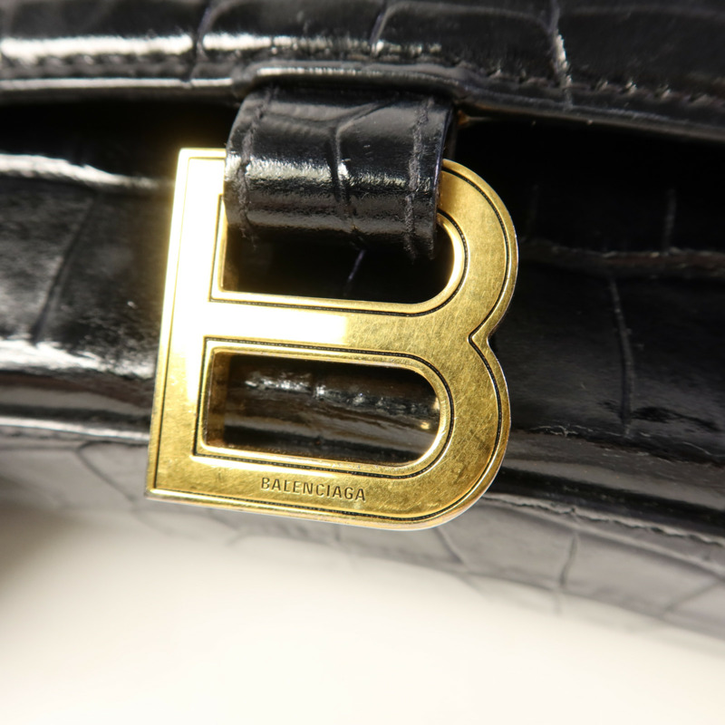 BALENCIAGA 牛皮皮革Hourglass金扣手挽肩背兩用袋-10