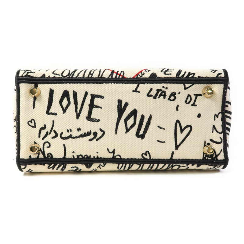 Dior 帆布Lady Dior Medium金扣手挽肩背兩用袋-3