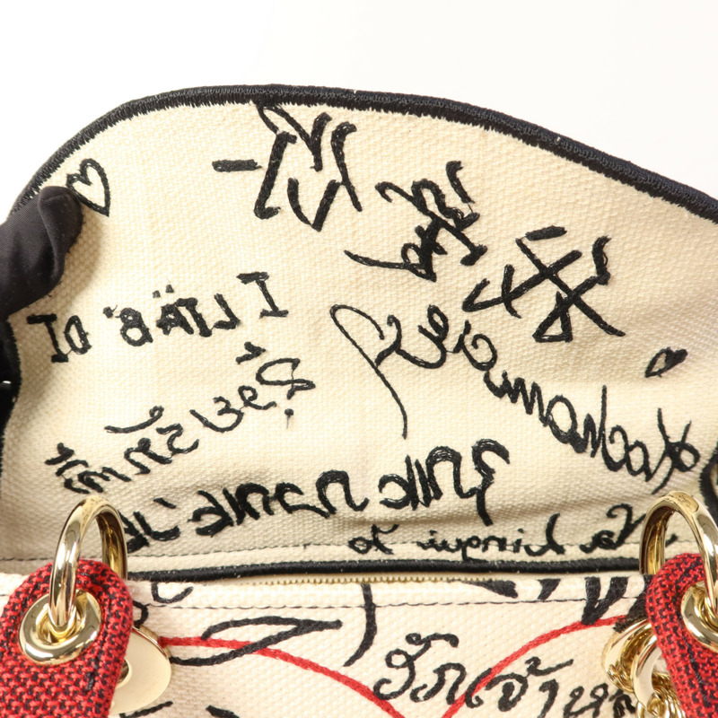 Dior 帆布Lady Dior Medium金扣手挽肩背兩用袋-6