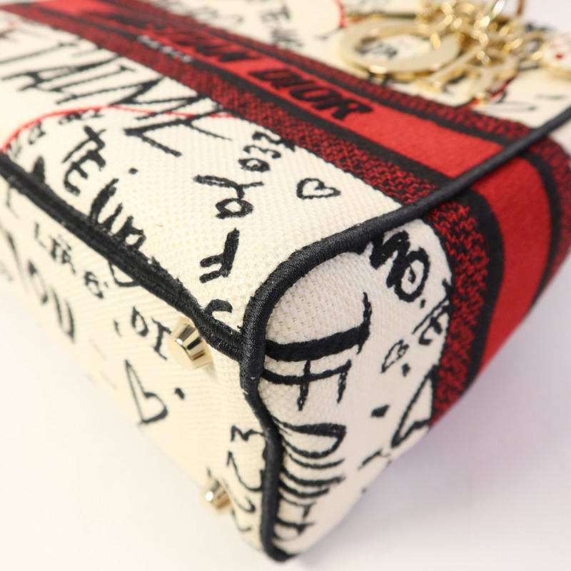 Dior 帆布Lady Dior Medium金扣手挽肩背兩用袋-12