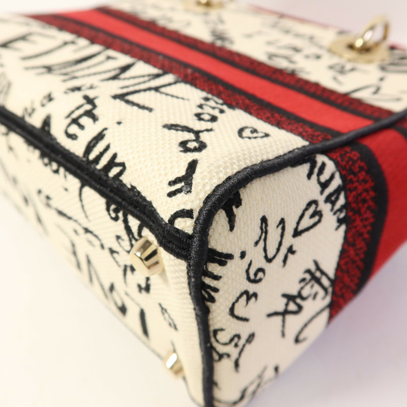 Dior 帆布Lady Dior Medium金扣手挽肩背兩用袋-14