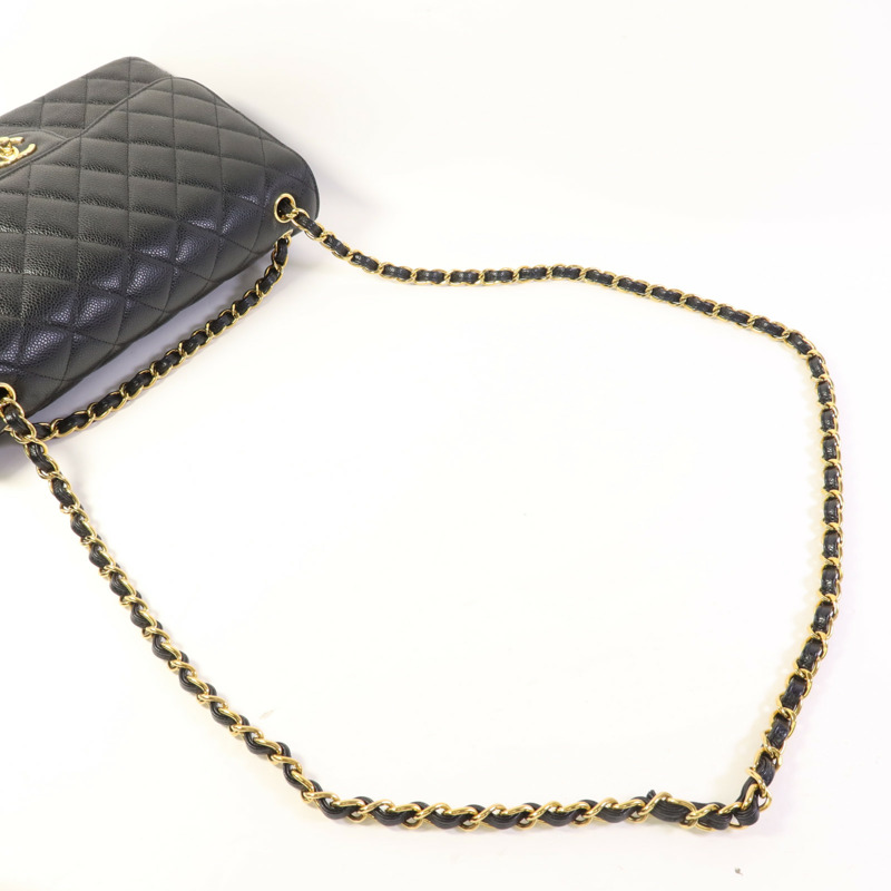 CHANEL 牛皮皮革Large Classic金扣鏈帶肩背袋-4
