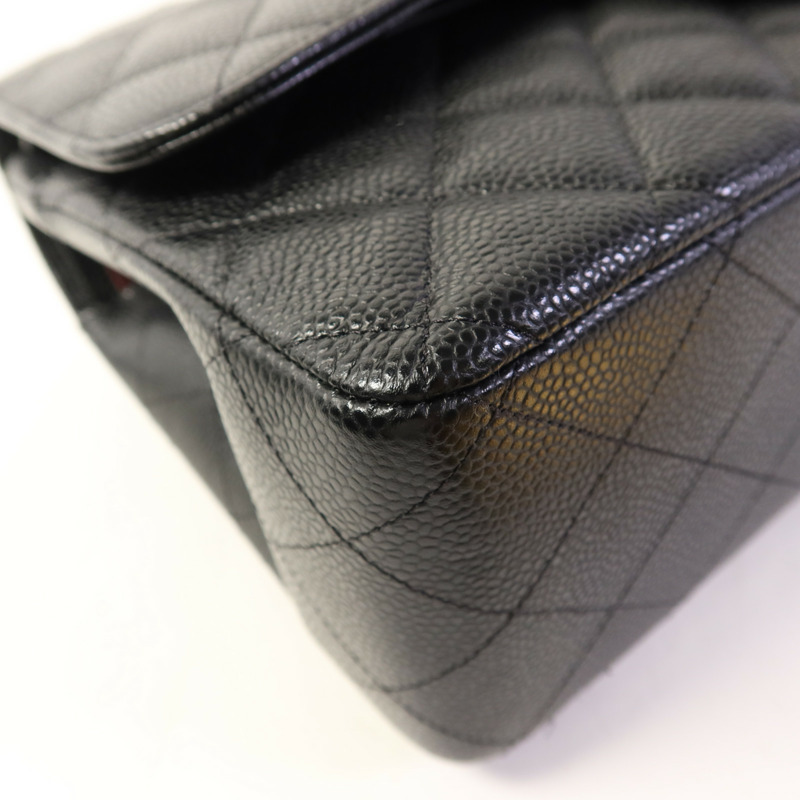 CHANEL 牛皮皮革Large Classic金扣鏈帶肩背袋-11