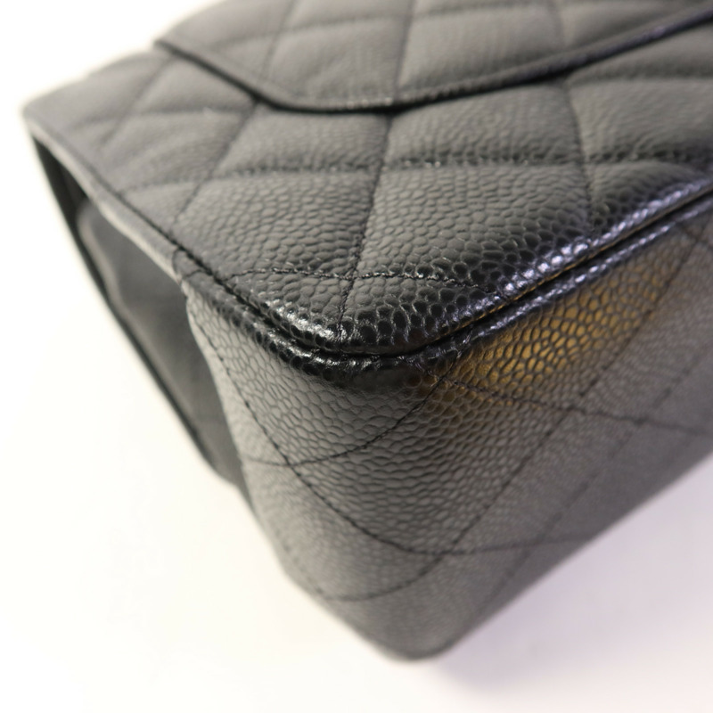 CHANEL 牛皮皮革Large Classic金扣鏈帶肩背袋-13