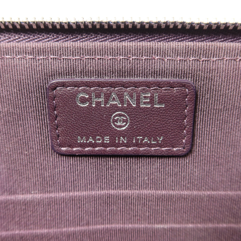 CHANEL 羊皮皮革Double Zip Pouch銀扣小袋-5