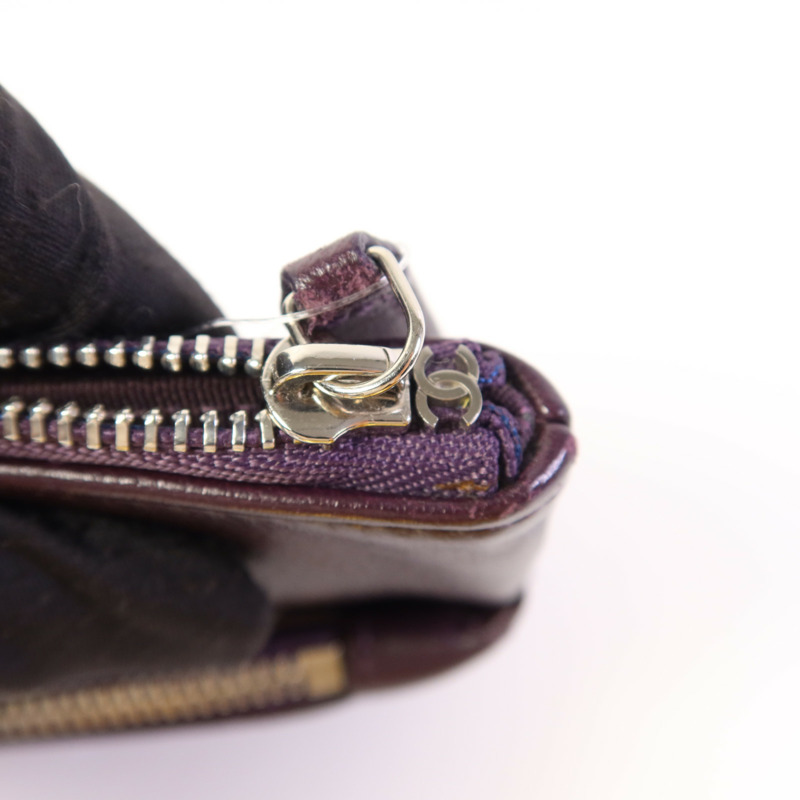 CHANEL 羊皮皮革Double Zip Pouch銀扣小袋-8