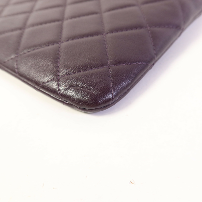 CHANEL 羊皮皮革Double Zip Pouch銀扣小袋-9