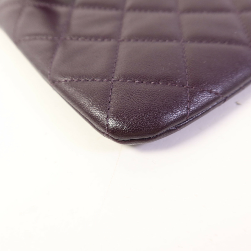 CHANEL 羊皮皮革Double Zip Pouch銀扣小袋-10