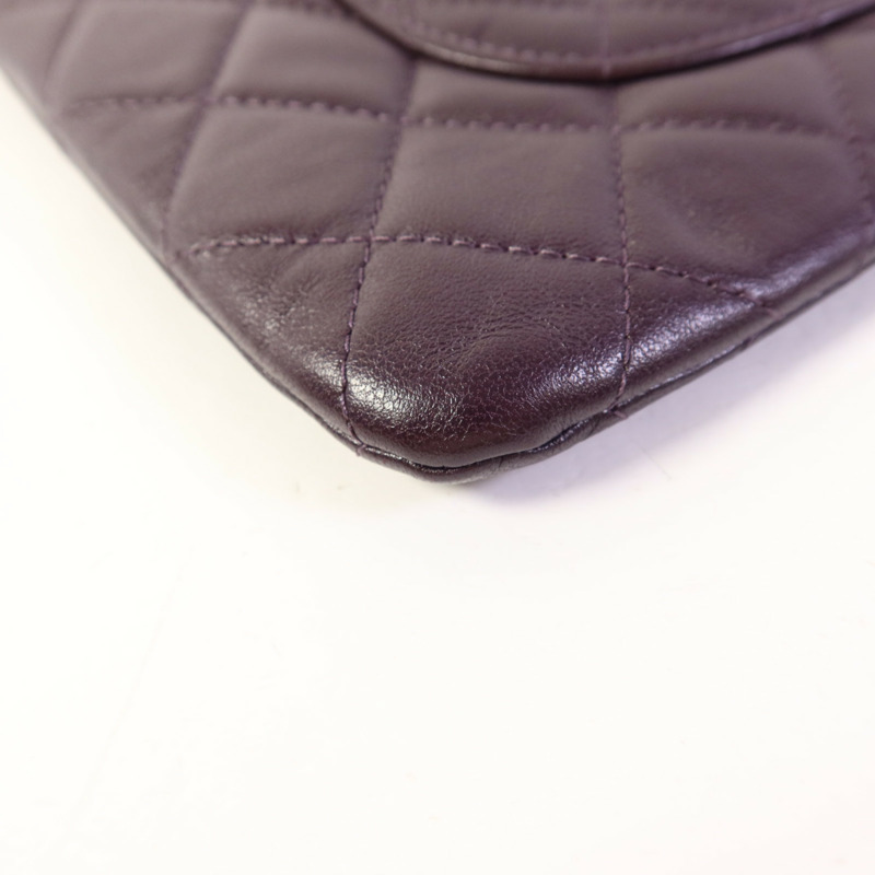 CHANEL 羊皮皮革Double Zip Pouch銀扣小袋-12