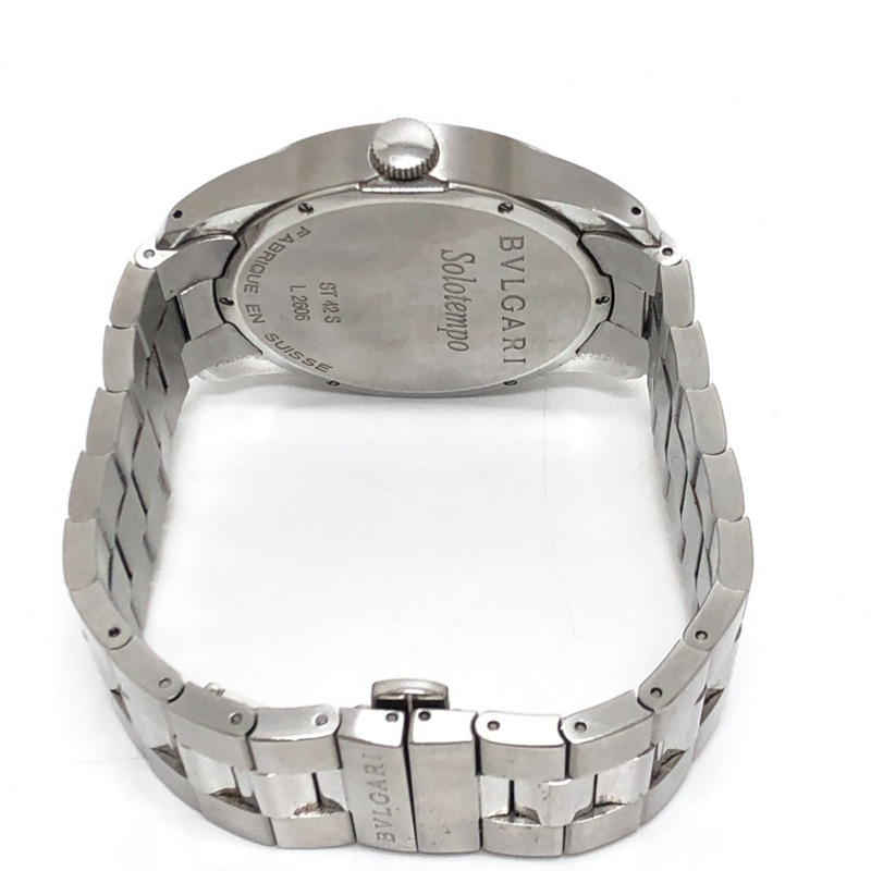 寶格麗 ST42S Solotempo 石英男士腕錶,圓形,不鏽鋼,銀色-4