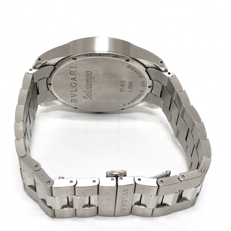 寶格麗 ST42S Solotempo 石英男士腕錶,圓形,不鏽鋼,銀色-5