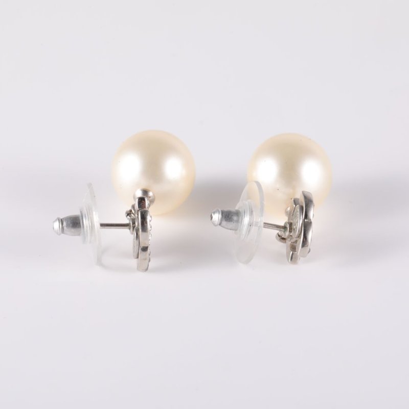 CHANEL 合金珍珠耳釘耳環-2