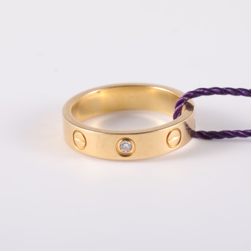 Cartier LOVE18K金單鑽窄版戒指18K黃金/鑽石50黃金18K戒指-3