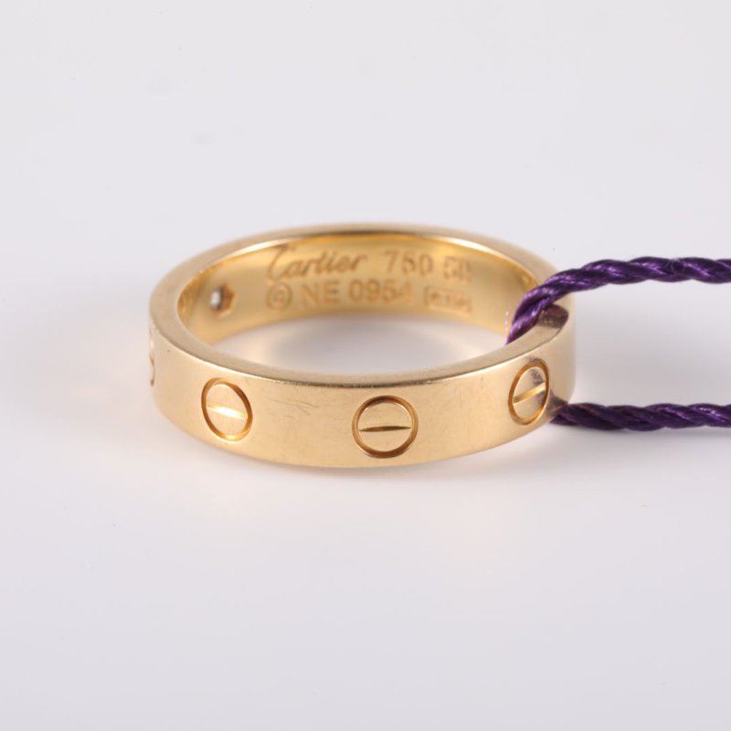 Cartier LOVE18K金單鑽窄版戒指18K黃金/鑽石50黃金18K戒指-4