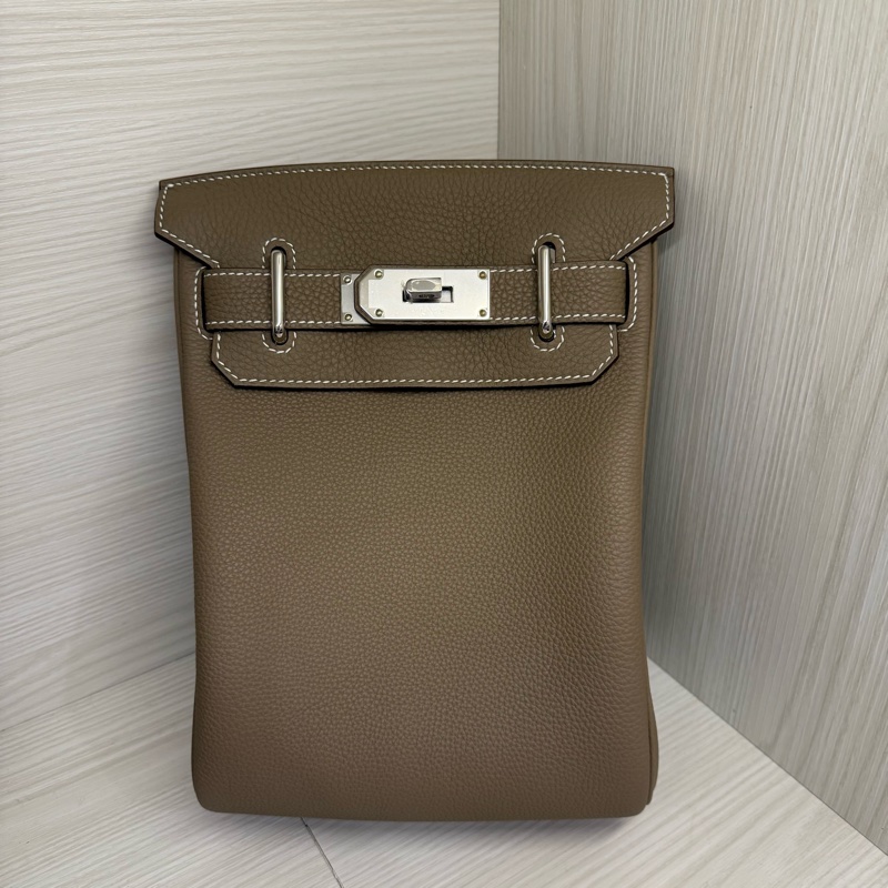 Hermes Hac & Dos銀釦肩背包/大象灰 W刻-0