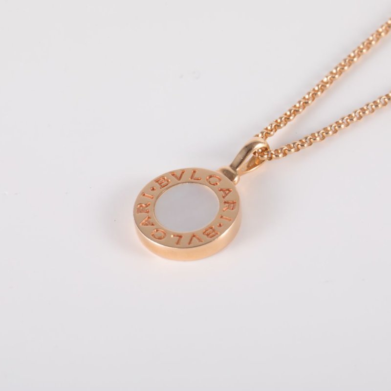 BVLGARI BVLGARIBVLGARI雙面白貝母小圓餅18K玫瑰金/白貝母項鏈玫瑰金18K項鍊-1