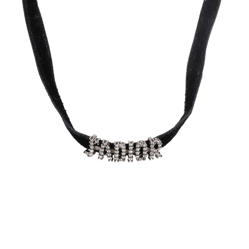 DIOR 天鵝絨字母logochoker天鵝絨項鏈項鍊-0