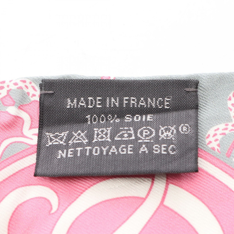 愛馬仕 Twilly EX-LIBRIS 絲巾，灰色、橘色、粉紅色，二手女款-4