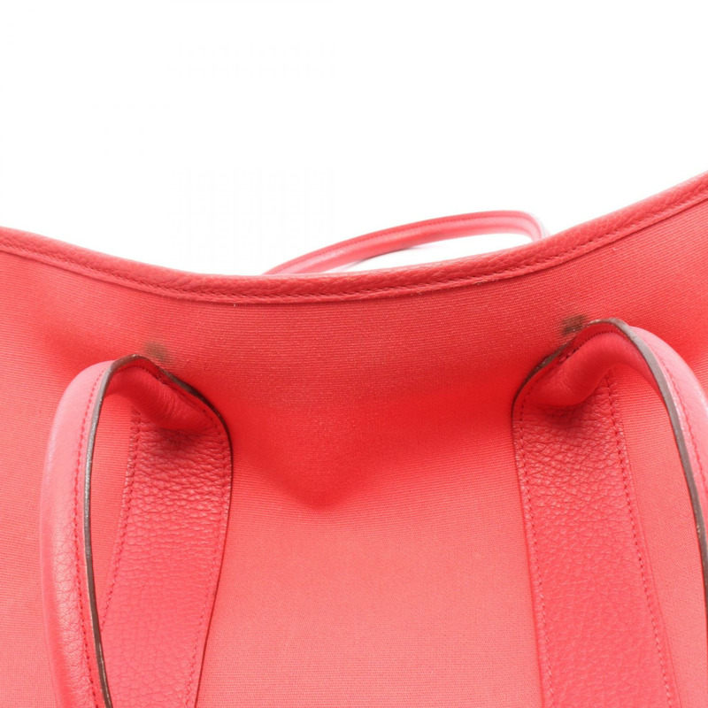 愛馬仕 Garden Zip PM 單肩手提包，Toile officier 帆布皮革，粉紅色，二手 M 碼-5