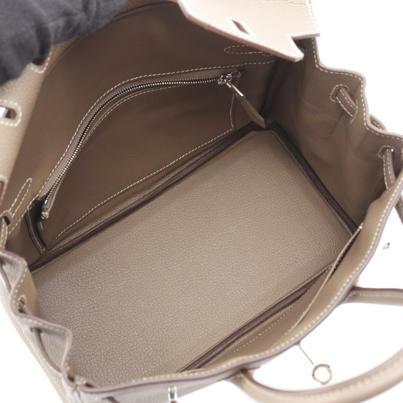 愛馬仕 Birkin 25 手提包，Togo 皮革，米色/灰褐色，二手，女士，帶五金配件-2