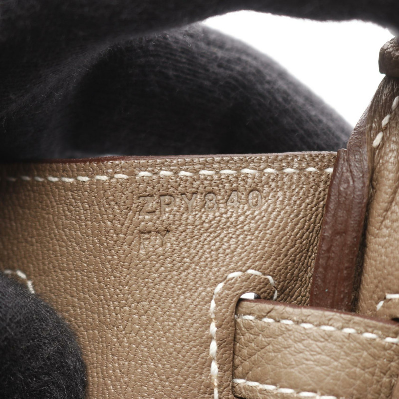 愛馬仕 Birkin 25 手提包，Togo 皮革，米色/灰褐色，二手，女士，帶五金配件-4