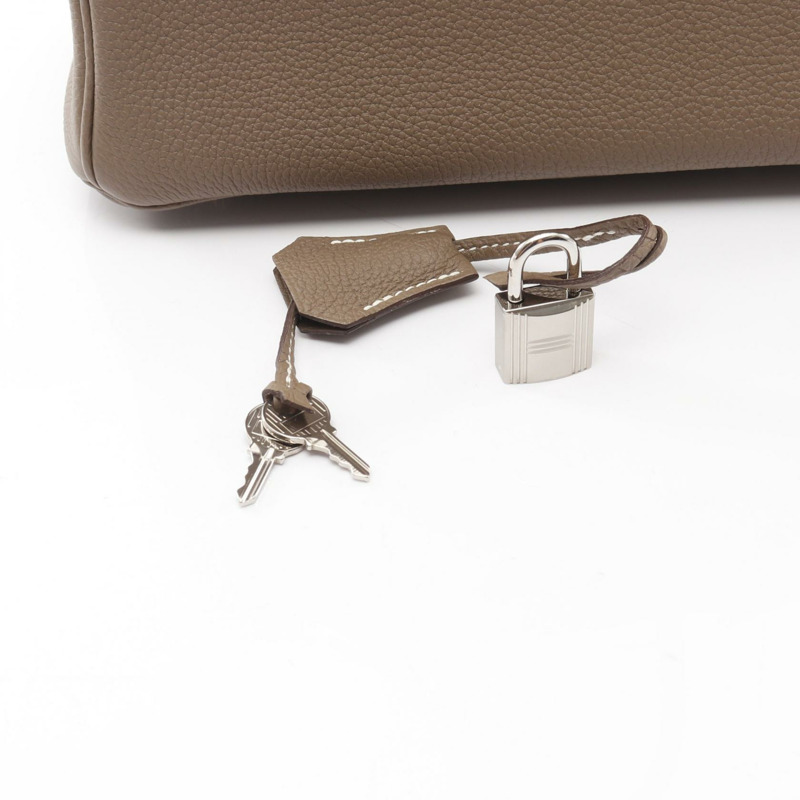 愛馬仕 Birkin 25 手提包，Togo 皮革，米色/灰褐色，二手，女士，帶五金配件-5