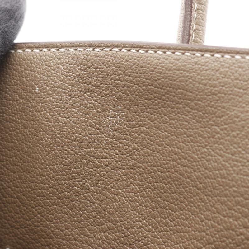 愛馬仕 Birkin 25 手提包，Togo 皮革，米色/灰褐色，二手，女士，帶五金配件-11