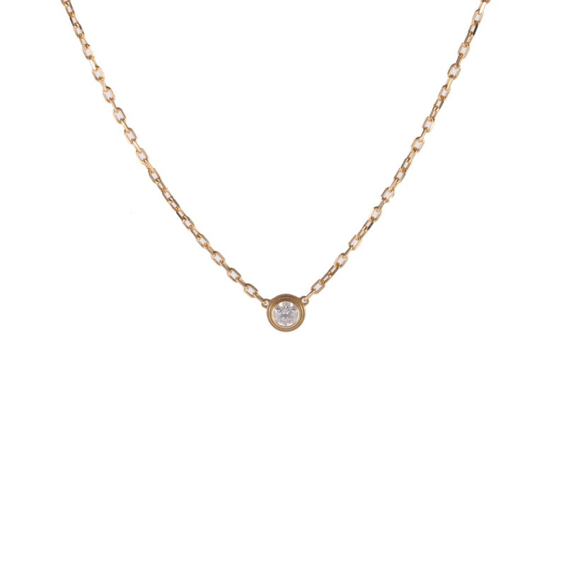 Cartier 18K黃金鑽石黃金Amour飛碟項鏈單鑽9分小號款18K/項鍊-0