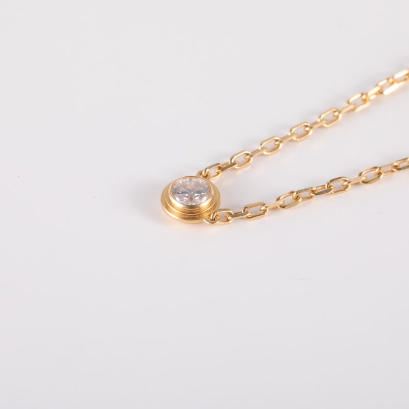 Cartier 18K黃金鑽石黃金Amour飛碟項鏈單鑽9分小號款18K/項鍊-1