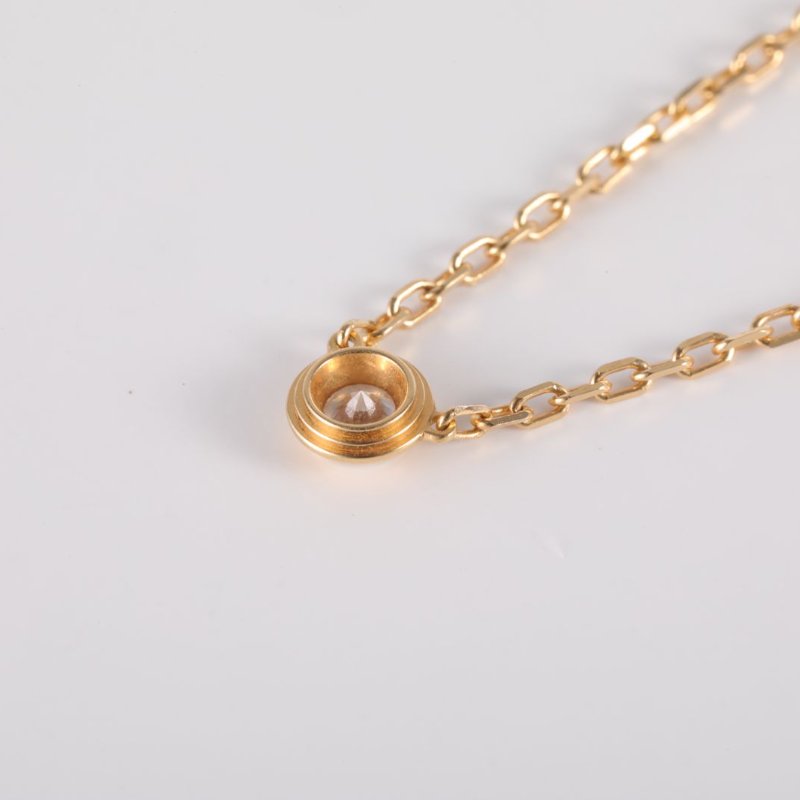 Cartier 18K黃金鑽石黃金Amour飛碟項鏈單鑽9分小號款18K/項鍊-2