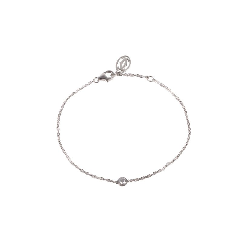Cartier 18K白金鑽石白金CARTIERD'AMOUR單鑽手鏈小號18K/手鍊/手環-0